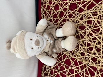 Doudou ours marron beige empreintes NICOTOY 
