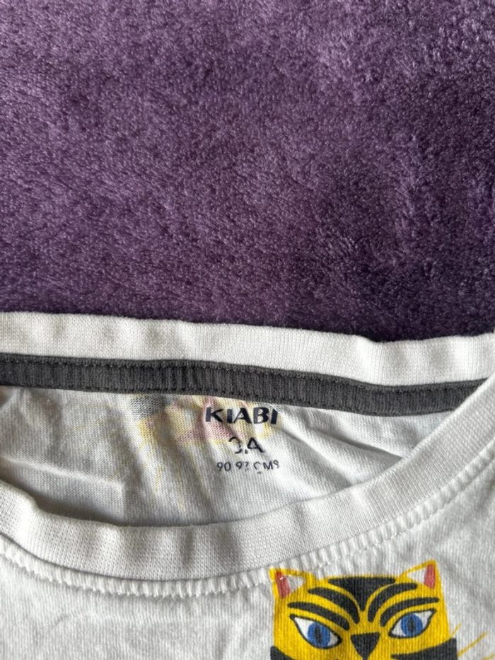 T-shirt manches courtes garcon en coton blanc avec motifs imprimés tigre/lion Kiabi taille 3ans - photo numéro 4
