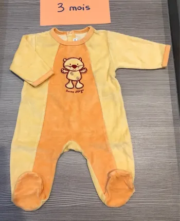 Pyjama velours garçon 3 mois Sucre d’Orge