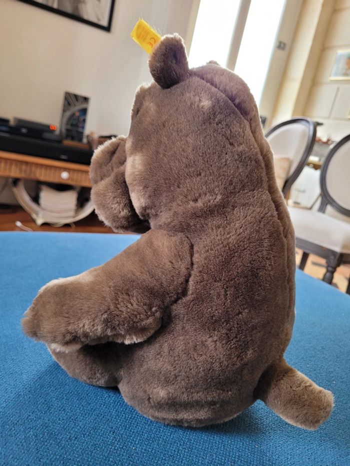 Peluche Hippopotame Steiff marron chair 30cm assis doux peluche traditionnelle collection - photo numéro 5