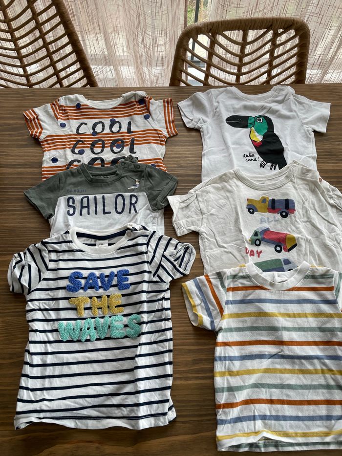 Lot 6 tee shirts 12 mois multi marques