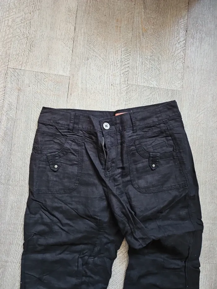 Pantalon lin noir cache cache - photo numéro 2