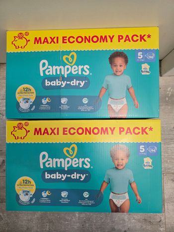 🍼 Pampers Baby-Dry – Taille 5 (11–16 kg) – Lot 2x94 couches – Neuf