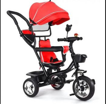 Vélo Tricycle Pare-Soleil Pliable Canne Amovible Rouge pour enfant