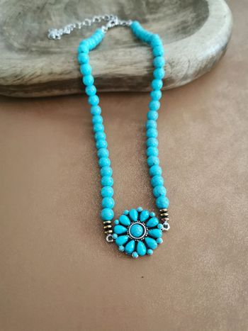 Raz de cou style cowboy country turquoise