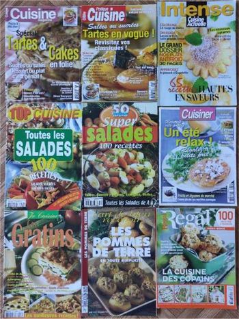 Lot 9 anciens magazines cuisine