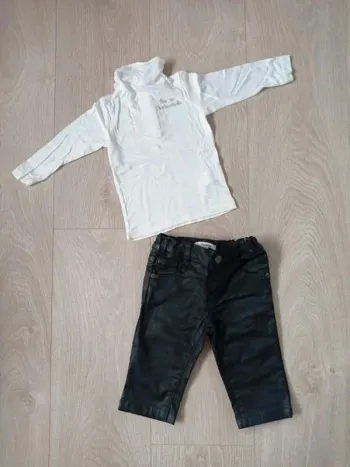 Ensemble fille pantalon simili cuir et haut Marese 6 mois