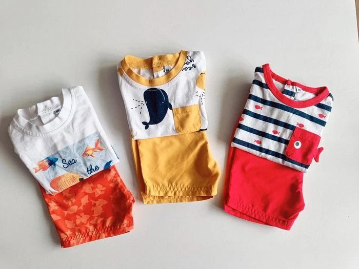 Lot de 3 ensembles short + T-shirt bébé – 6 mois - photo numéro 2