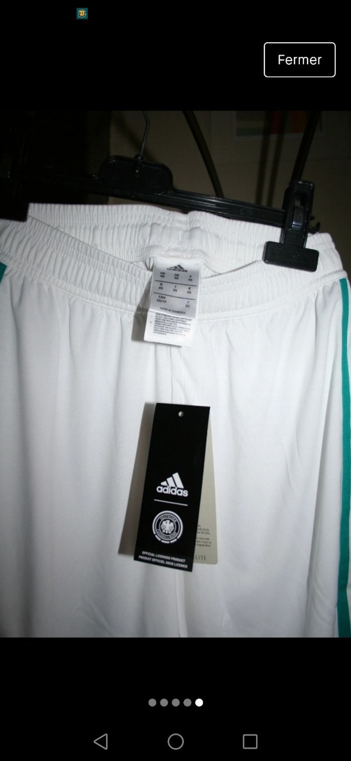 🌸Short blanc Allemagne Extérieur aux trois bandes Taille XS / 34 ou 16 ans  "Adidas" Neuf 🌸 - photo numéro 5