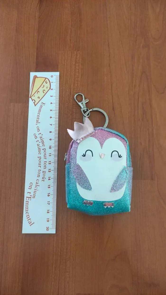 Petit sac porte clé pingouin pailleté - photo numéro 2