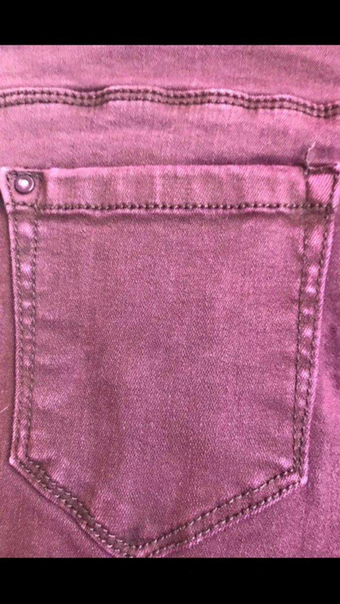 Jean effet déchiré, Denim, bordeaux, taille 42 - photo numéro 5