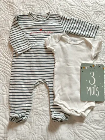 Lot pyjama léger + body 3 mois