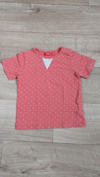 Tee-shirt Corail à pois blanc 24 mois