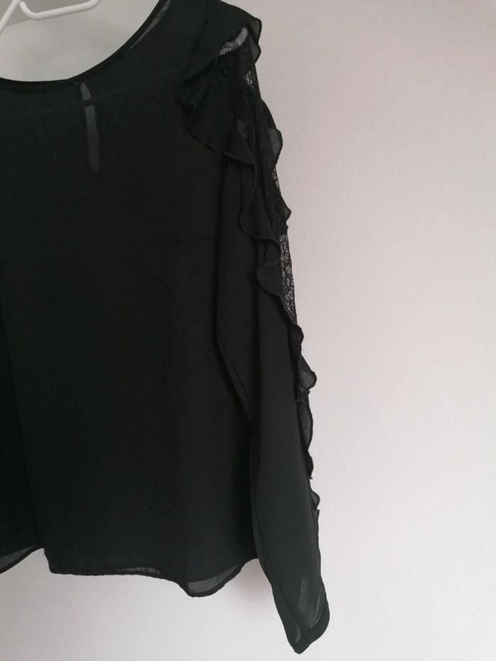 Blouse manches frou frou dentelle noire Promod 38 - photo numéro 7