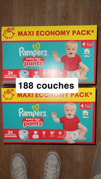 2 Carton  Couche Pampers taille 4 pants