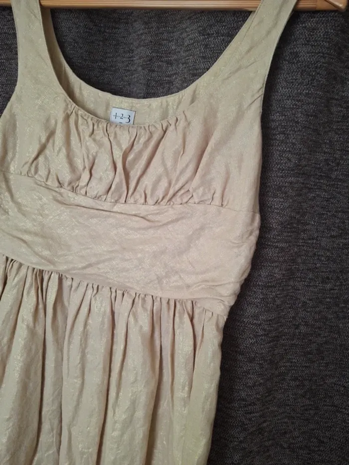 Magnifique robe 123 lin beige & doré taille 36 - photo numéro 4