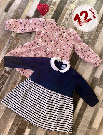 🌸 Lot de 2 jolies robes — 12 mois 🌸