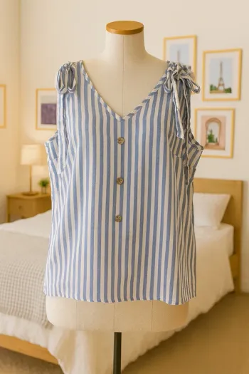 Top rayé bleu & blanc SHEIN