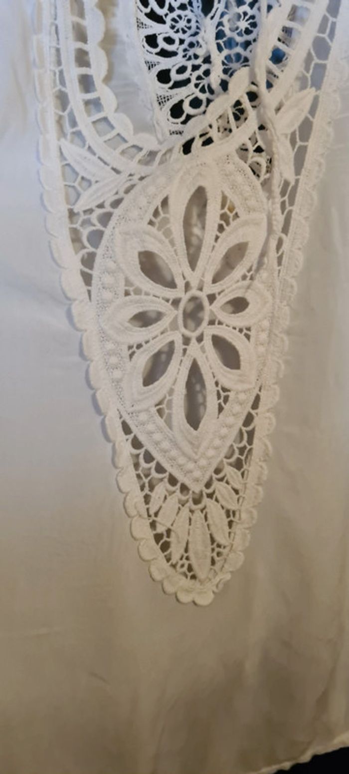 Blouse bohème brodée blanche t unique neuve made in Italy - photo numéro 5