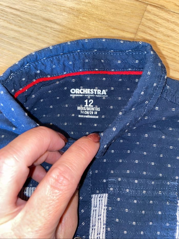 Chemise marine motif bleu – Orchestra – 12 mois - photo numéro 2
