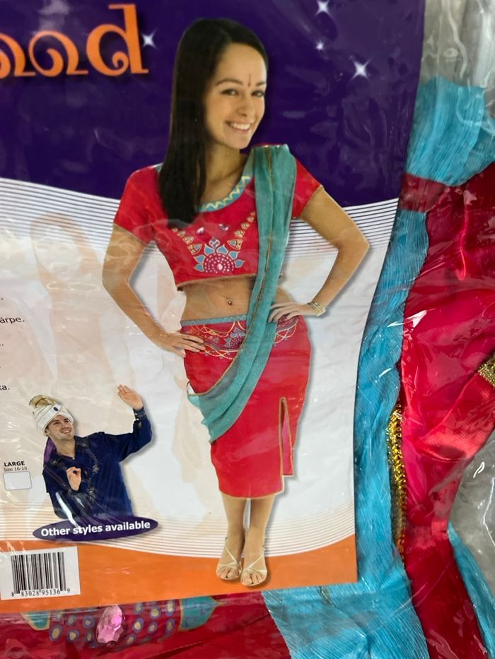 Déguisement Hindoue, Indien, Bollywood, Maharani rose et turquoise taille M - photo numéro 3