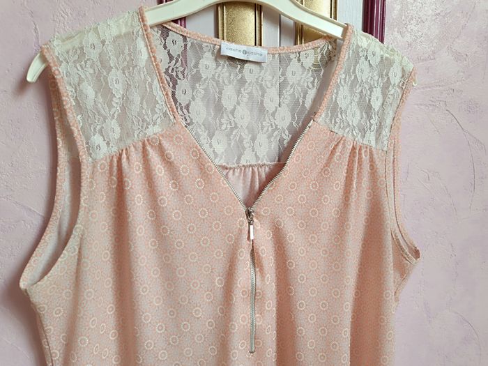 Blouse saumon écru "cache-cache"  T.44 - photo numéro 3