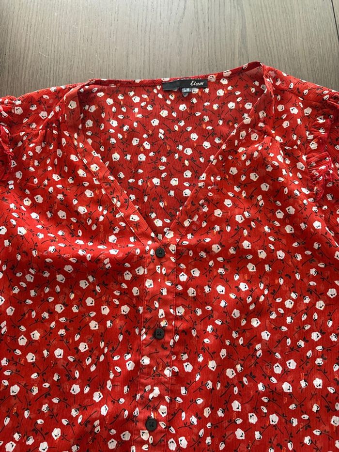 Blouse fluide à fleurs rouge Etam - photo numéro 2