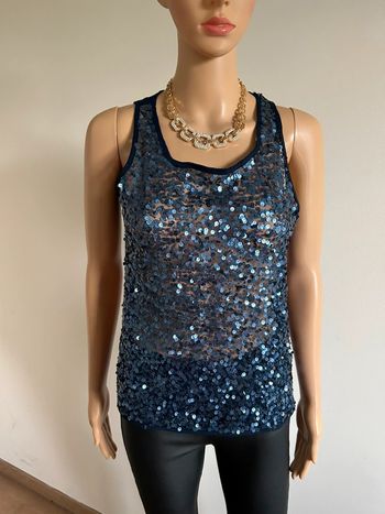 Blouse marine transparente avec sequins Bisou’S Project taille S/M jamais portée