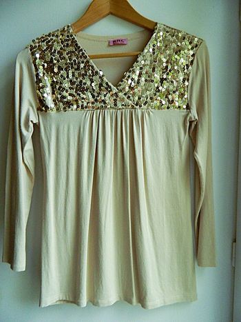 T shirt à sequins manches longues T 36 "KRC collection"