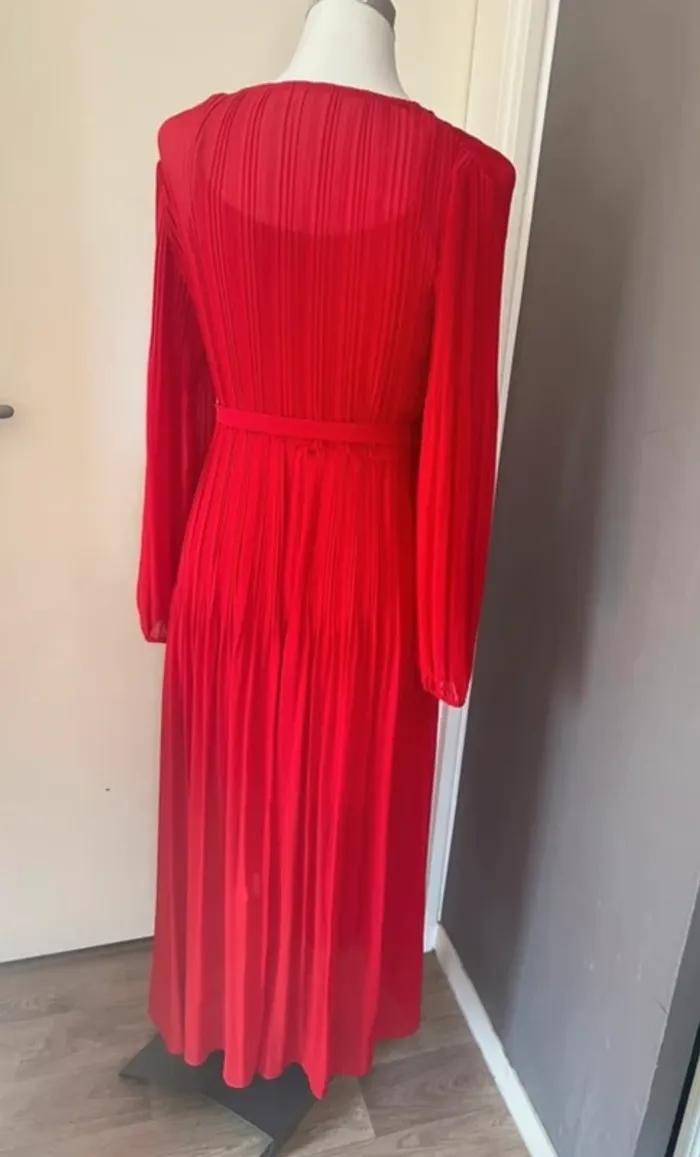 Maje Robe longue rouge, plissé femme, taille 40 - photo numéro 7
