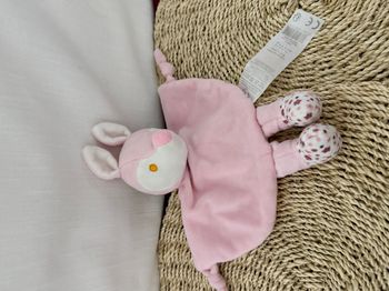 Doudou plat biche rose blanche fleurs TOM & KIDDY TOMKIDS
