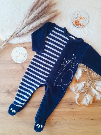 Pyjama grenouillière velours 12 mois garçon