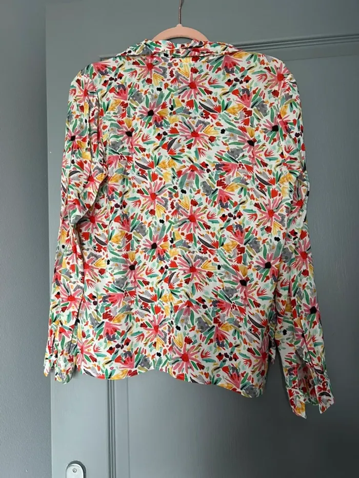 Chemise Sézane Fidji aquarelle T. 38 multicolore fleurs - photo numéro 3