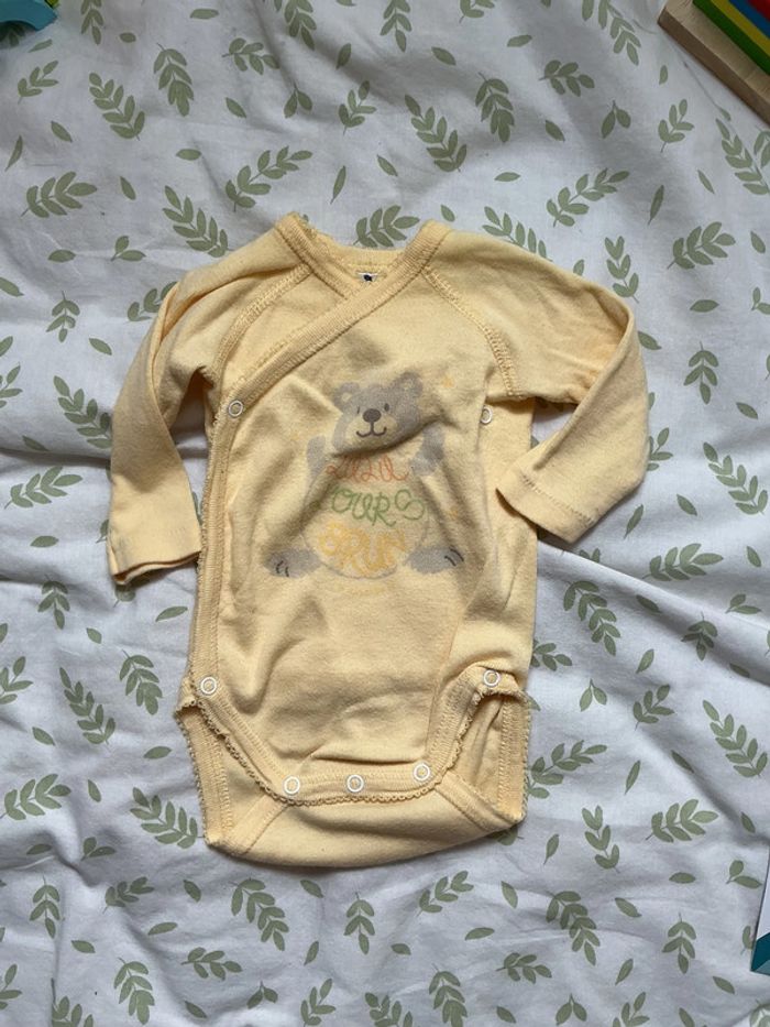 body manches longues jaune absorba ouverture devant 0 mois - photo numéro 3