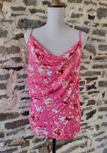 Débardeur rose orangé à motifs Le Redoute Création Taille 42/44