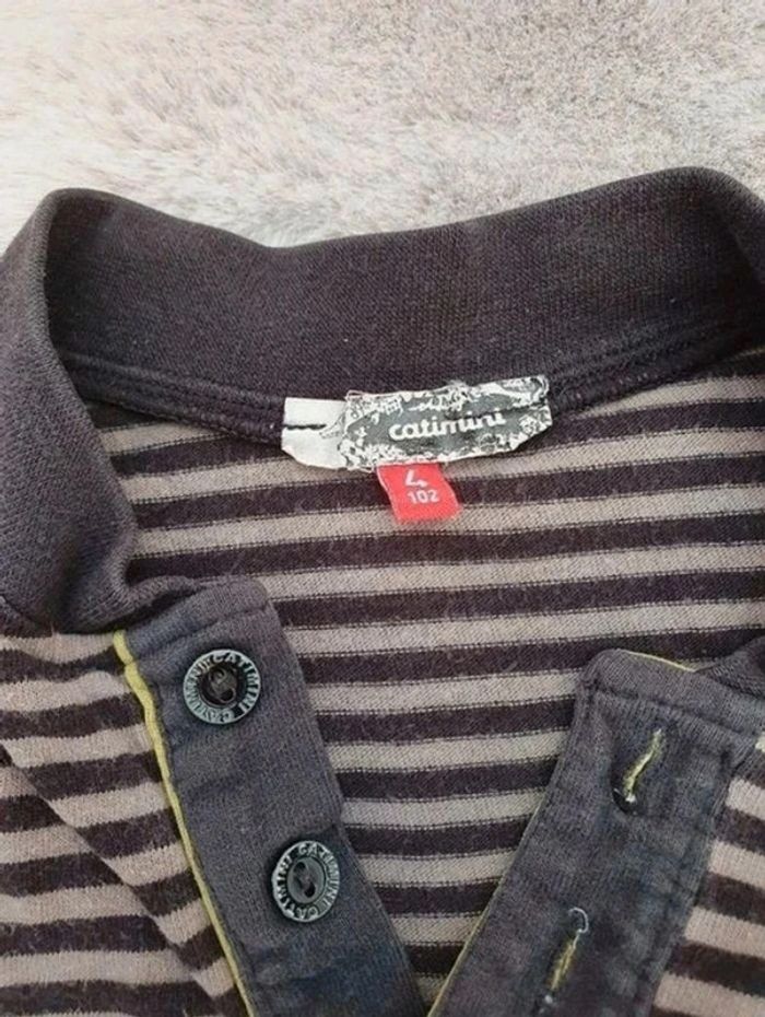 T.shirt manches longues rayé marron et beige Catimini 4 ans - photo numéro 5