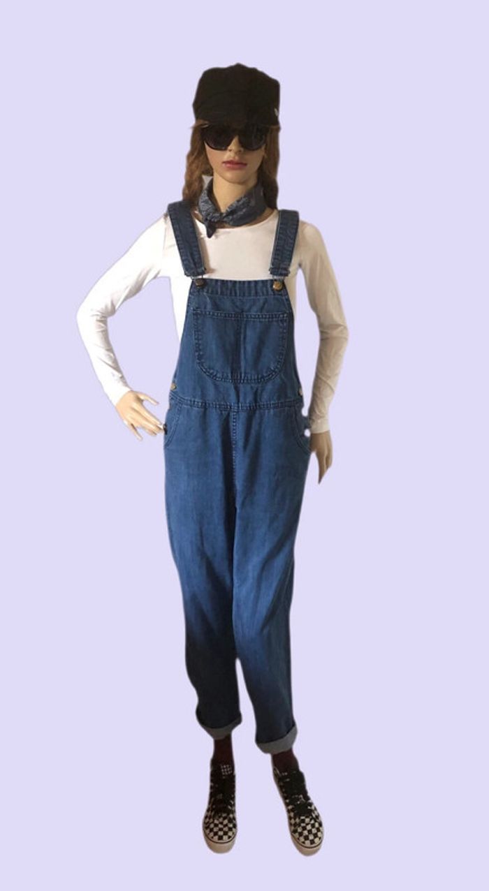 🔷Salopette longue en jean années 2000 Y2k denim dungarees overalls🔷 - photo numéro 11