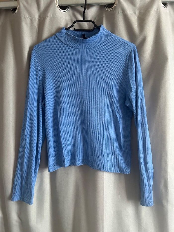Pull à col roulé bleu Jennyfer