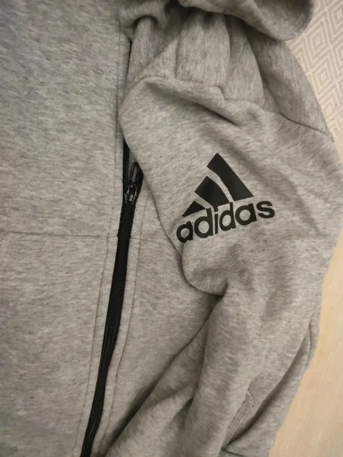Survêtement jogging gris noir adidas 12 ans - photo numéro 3