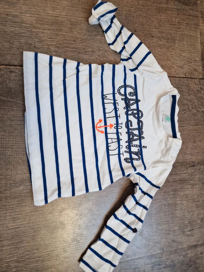 Tee-shirt manche longue 18 mois rayure marine - photo numéro 2