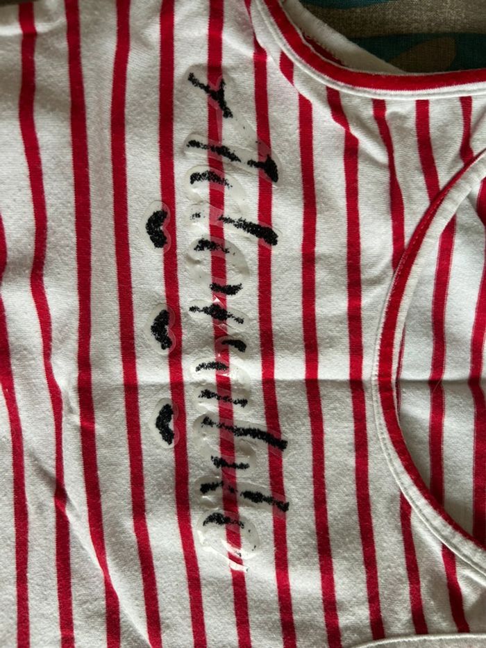 Robe élastique marinière rouge et blanc 3 ans chicaprie - photo numéro 4