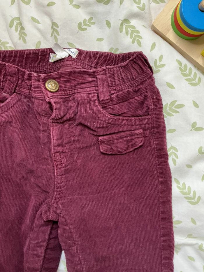 Pantalons en velours prune pressions entre les jambes doublé 18 mois kitchoun - photo numéro 4