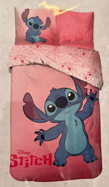 Parure de lit simple (housse de couette + taie d'oreiller) - Stitch - Disney