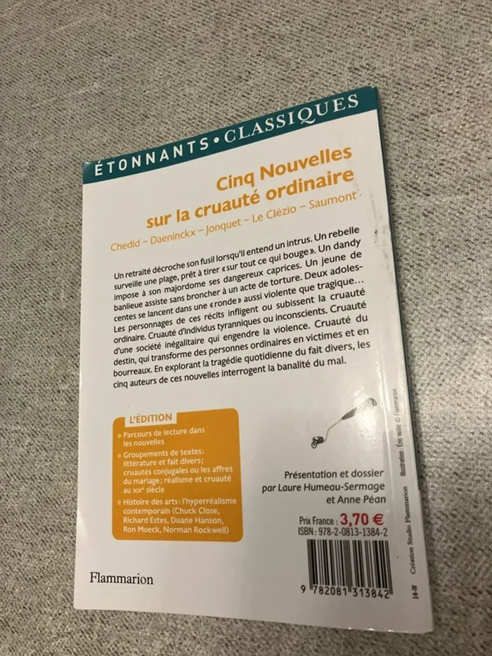 Cinq nouvelles sur la cruauté ordinaire – Chedid, Daeninckx, Jonquet, Le Clézio, Saumont - photo numéro 3