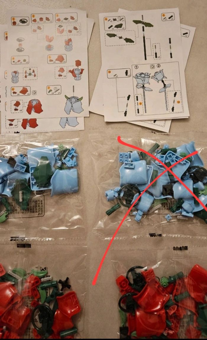 Lot de 4 roses en Lego - photo numéro 4