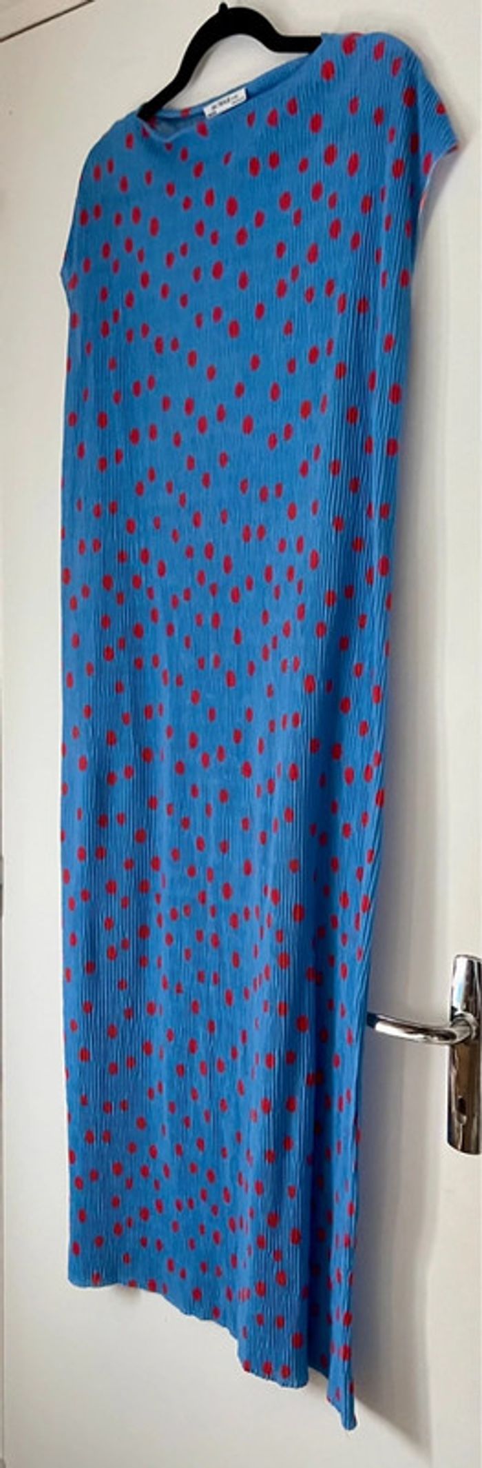 Robe longue droite plissée à pois zara taille M - photo numéro 3