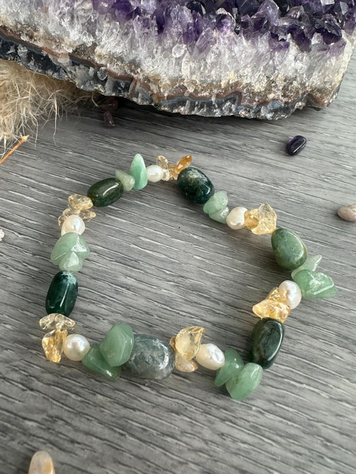 Bracelet en citrine, aventurine et agate mousse véritables - Pierres naturelles - photo numéro 3