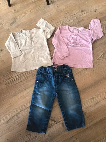 Lot jean et 2 tee-shirts manches longues