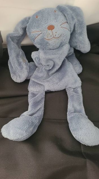 Doudou semi plat lapin DPAM Du Pareil au Même bleu 30 cm