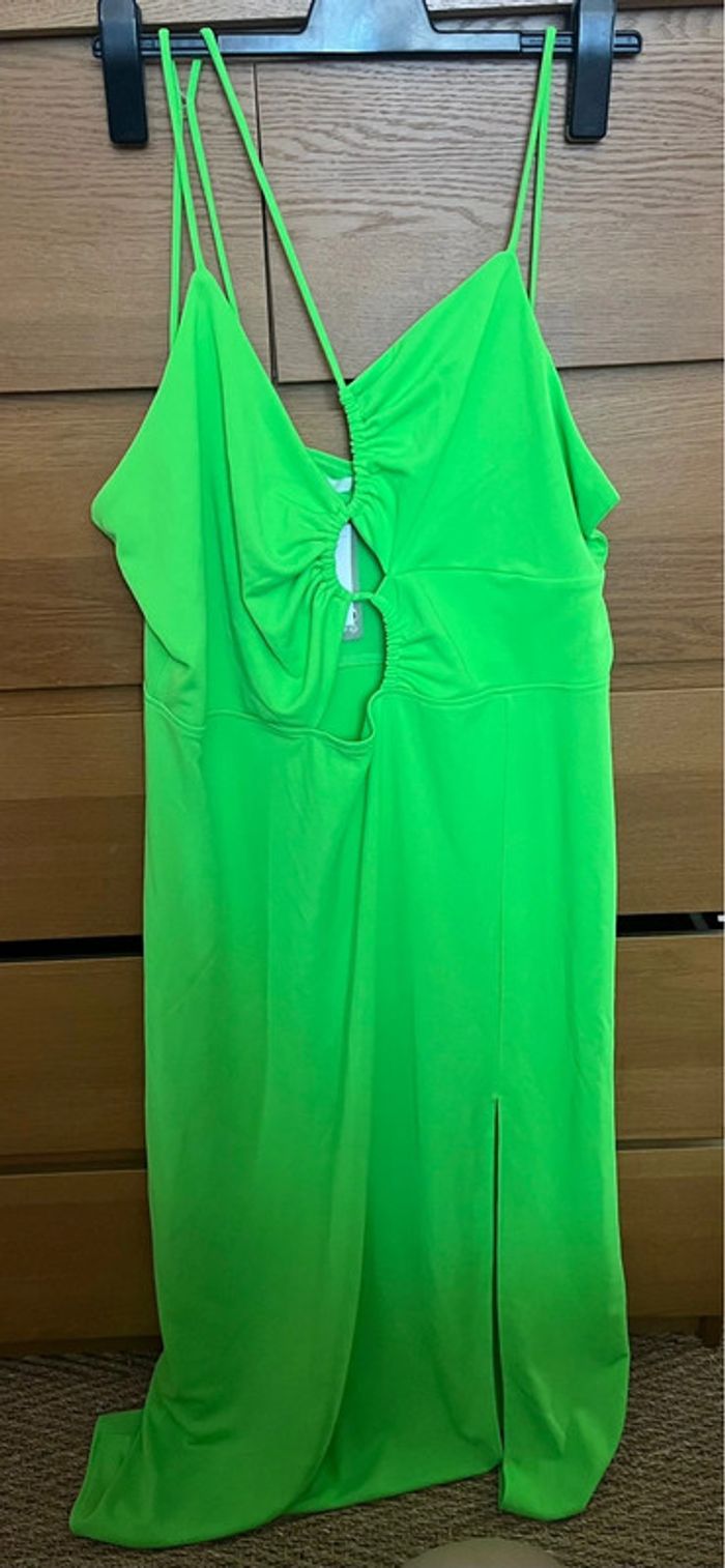 Robe longue vert flou avec fente H&M - photo numéro 7